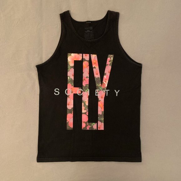(5) Rich Kids / Fly Society Graphic Tank Tops Black White Palm Trees Floral - Picture 6 of 6